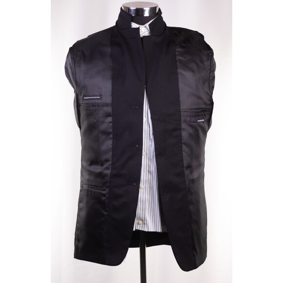 Jones New York 37R Black Solid Wool Three Button Sport Coat Blazer Jacket - Picture 11 of 13